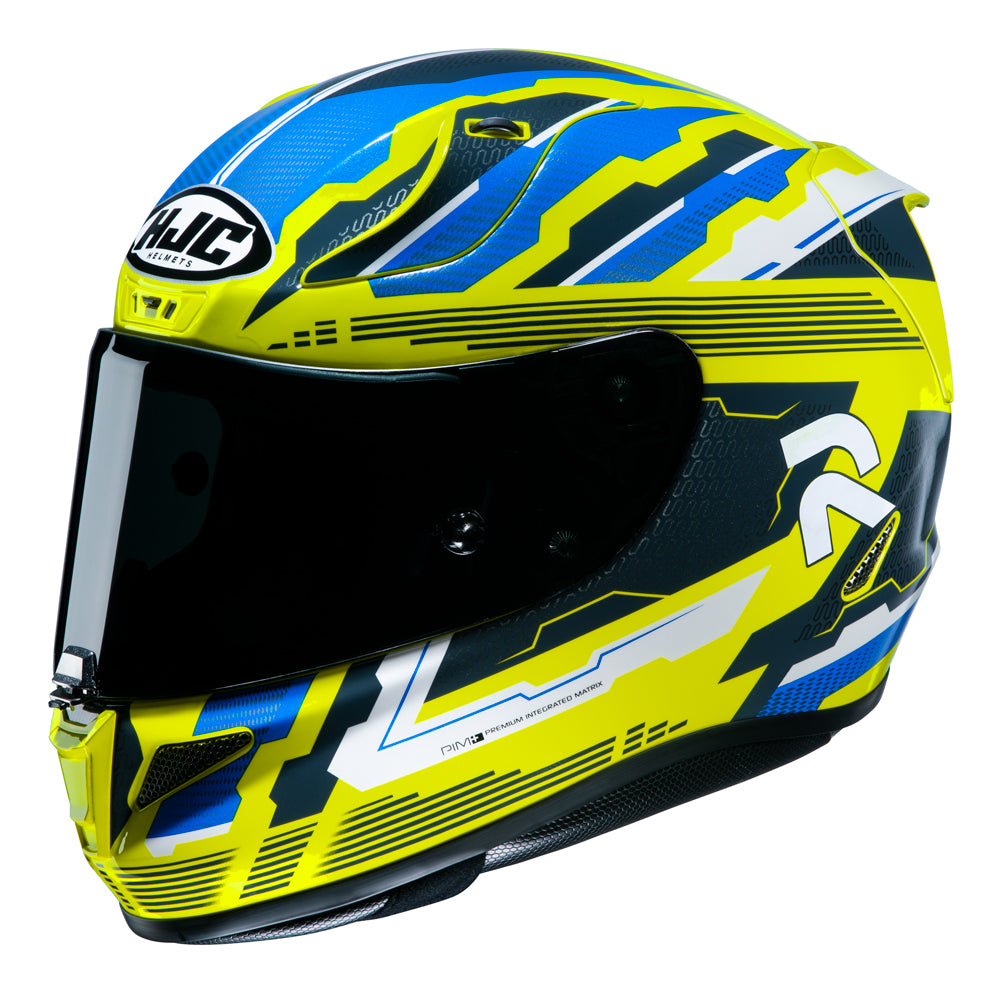 Capacete Hjc Rpha 11 Stobon Amarelo Azul e Branco