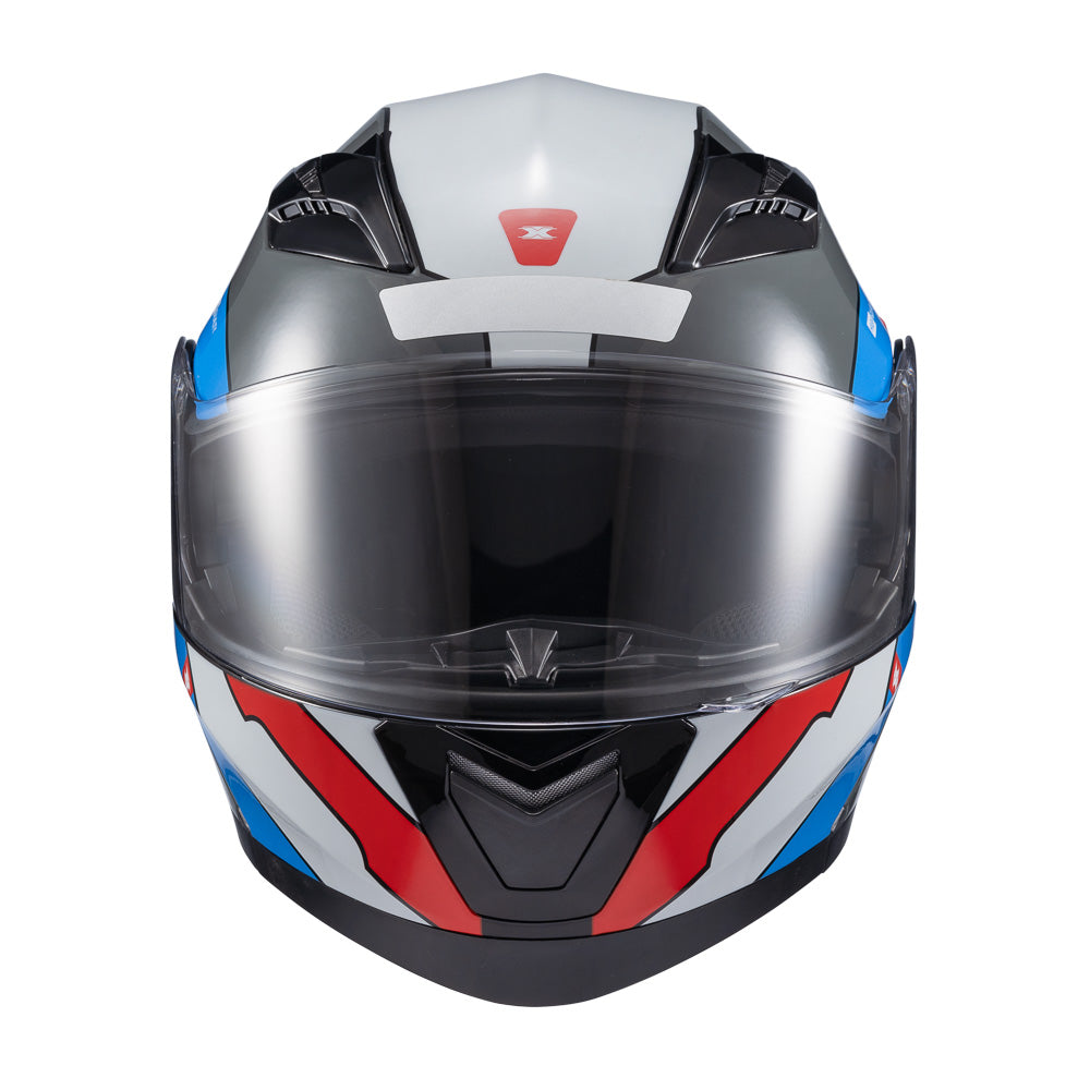Capacete Texx Escamoteável Gladiator V3 Reisen Azul Vermelho Branco Brilhante