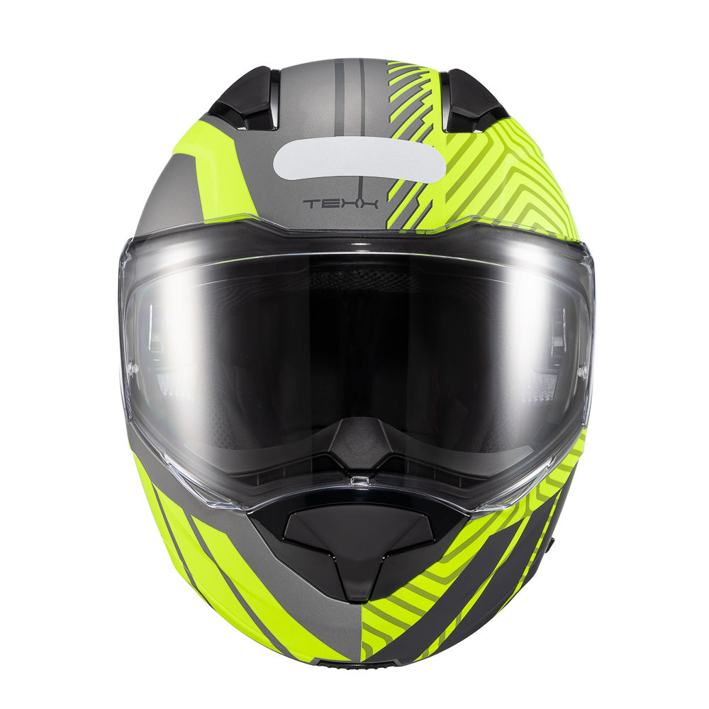 Capacete Texx Escamoteável Kratos Cyber Cinza Verde Fosco