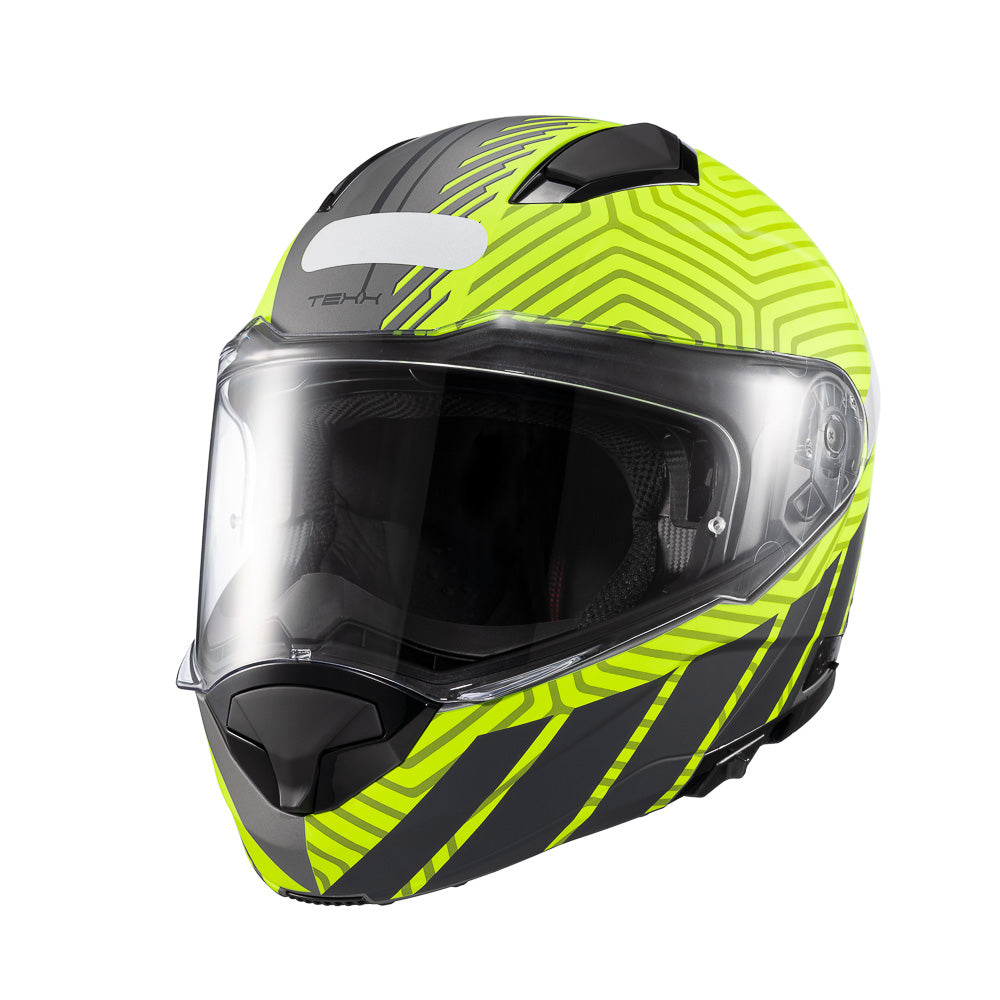 Capacete Texx Escamoteável Kratos Cyber Cinza Verde Fosco