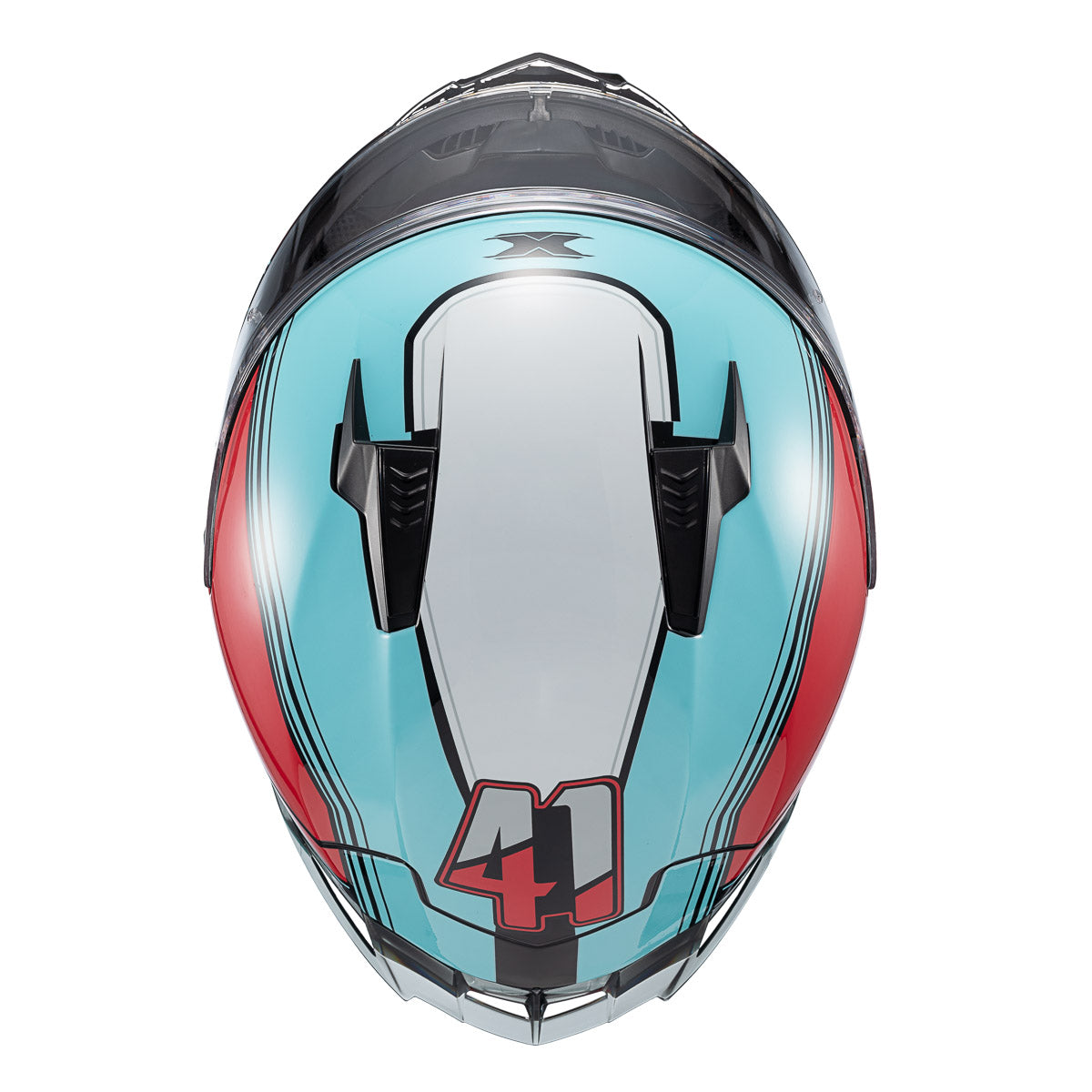 Capacete Texx Fechado Raptor Hornet Azul Vermelho Branco Brilhante